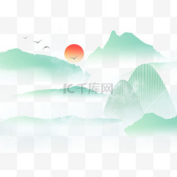 五月banner图片_端午节粽子山云层夕阳图片