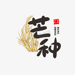 芒种小麦艺术字字体设计