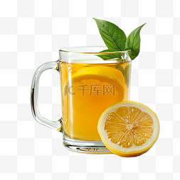 夏日冷饮姜汁手打柠檬茶元素