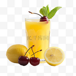 夏日冷饮冰块樱桃薄荷柠檬茶设计
