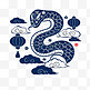 2025年蛇年蓝色青花瓷蛇PNG素材
