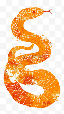 蛇年传统新年黄色笔刷蛇形扁平风