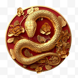设计十二生肖图片_国风传统蛇年春节红金蛇设计