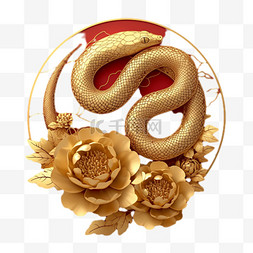 设计十二生肖图片_国风传统中国新年蛇年金蛇设计