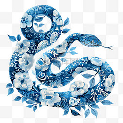 中国国风传统新年蛇年免抠元素花
