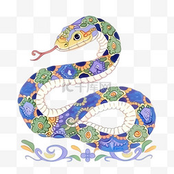 蛇年元素花蛇中国国风新年