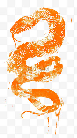 蛇年国风传统新年黄色笔刷蛇形免