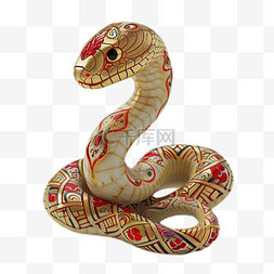 设计十二生肖图片_红金色传统蛇年金色3D卡通蛇设计
