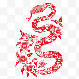 红色剪纸蛇传统新年蛇年素材