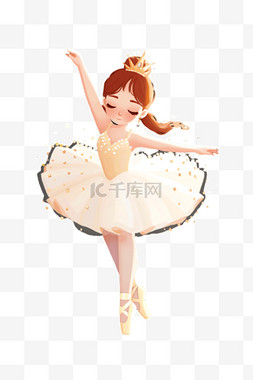 皇冠卡通女孩图片_可爱的跳舞女孩手绘元素免抠