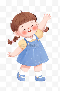 可爱女孩免抠元素卡通手绘