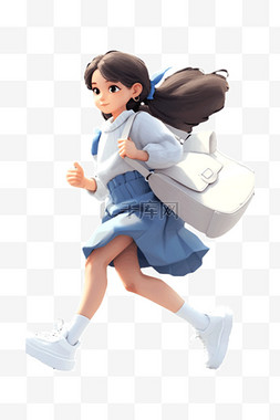 卡通奔跑小女孩图片_免抠手绘元素奔跑的女孩