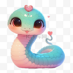 新年蛇年青粉色3D卡通蛇花蛇爱心