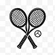 运动会线描一对网球拍和网球元素