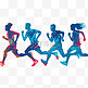 奥运会运动短跑长跑运动员彩色剪影元素