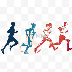 一群人物跑步运动图片_短跑长跑运动员彩色剪影元素