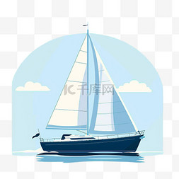 运动会帆船运动蓝色水彩帆船彩色