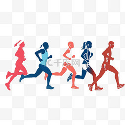 一群人物跑步运动图片_田径运动短跑长跑运动员彩色剪影
