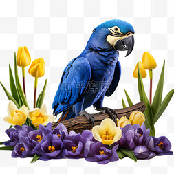动物图案装饰图片_蓝鸟动物元素立体免抠图案