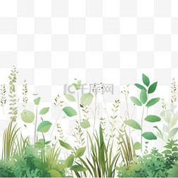 夏天元素绿色的草免抠手绘