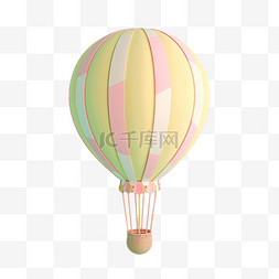 夏日夏天3D粉彩热气球彩色热气球