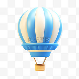 热气球装饰矢量图片_矢量蓝色热气球元素立体免抠图案