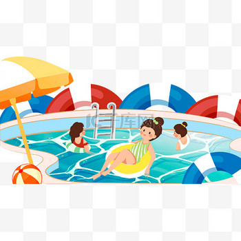 沙滩图片素材泳池聚会夏日游泳沙滩泳圈玩耍