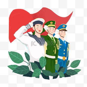 军人元素素材图片素材七一红色军人png素材