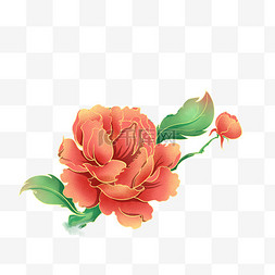 国潮风粉色卡通玫瑰花鲜花花朵素材