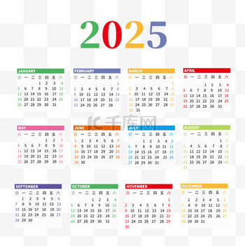 2025年度日历元素