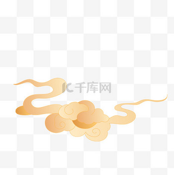 国潮风黄金色卡通祥云云朵PNG素材