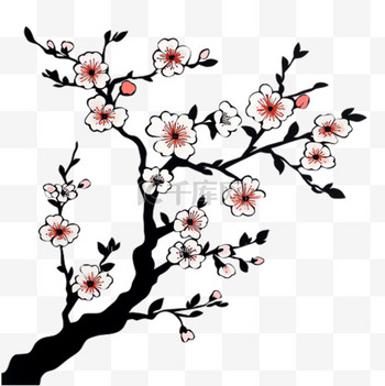 紅白梅花插畫-插圖素材[94143925] - PIXTA圖庫