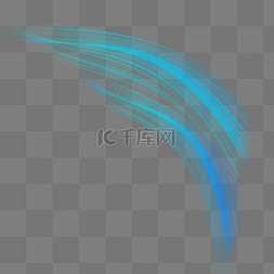 科技线条蓝色漂浮灵动发光双曲线高档光线PNG素材