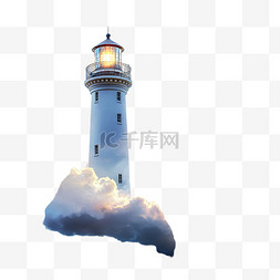 灯塔透过云层闪耀
