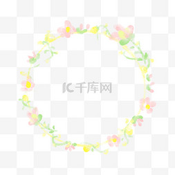 浪漫粉色一箭穿心图片春季粉色花环水彩清新唯美浪漫妇女节母亲节花圈png图片