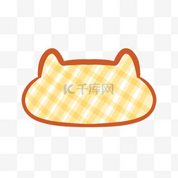 描线风小猫黄色格子文本框插画元素