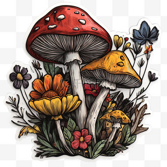 贴纸迷幻蘑菇毒蝇伞