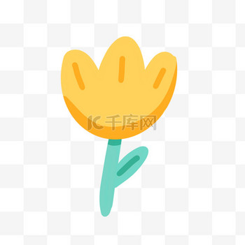 扁平风格黄色小花朵插画PNG素材
