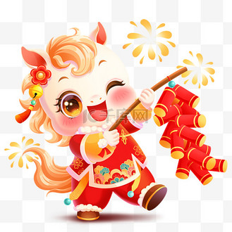 马年马形象十二生肖可爱卡通新年春节新春贺岁过年喜庆插画