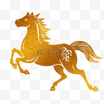 图片素材金箔马年马奔剪影设计