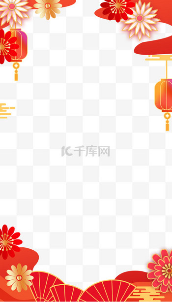 马年春节新年元旦剪纸边框免抠图片