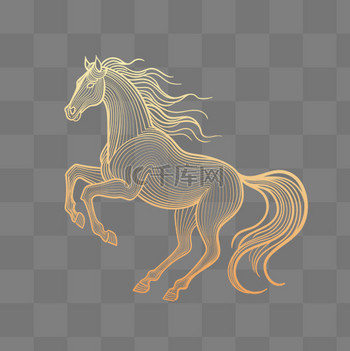 马年简约线条骏马金色马年线条图片
