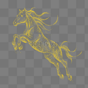 马年简约线条骏马金色马年线条免抠元素