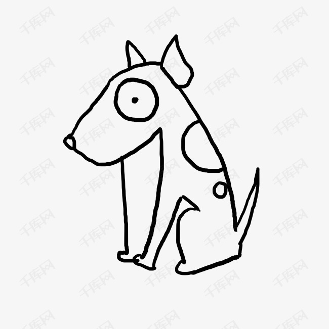 卡通狗狗儿童涂鸦线条简笔画素材图片免费下载_高清psd_千库网(图片