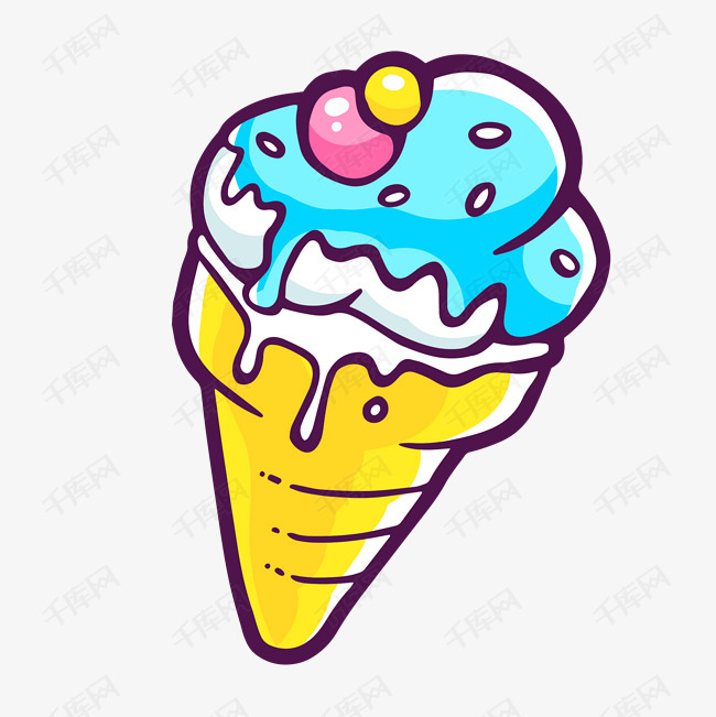 矢量夏日奶油卡通甜筒