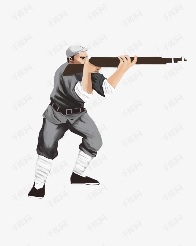 建军节革命红军射击插画素材图片免费下载_高清psd_千库网(图片编号