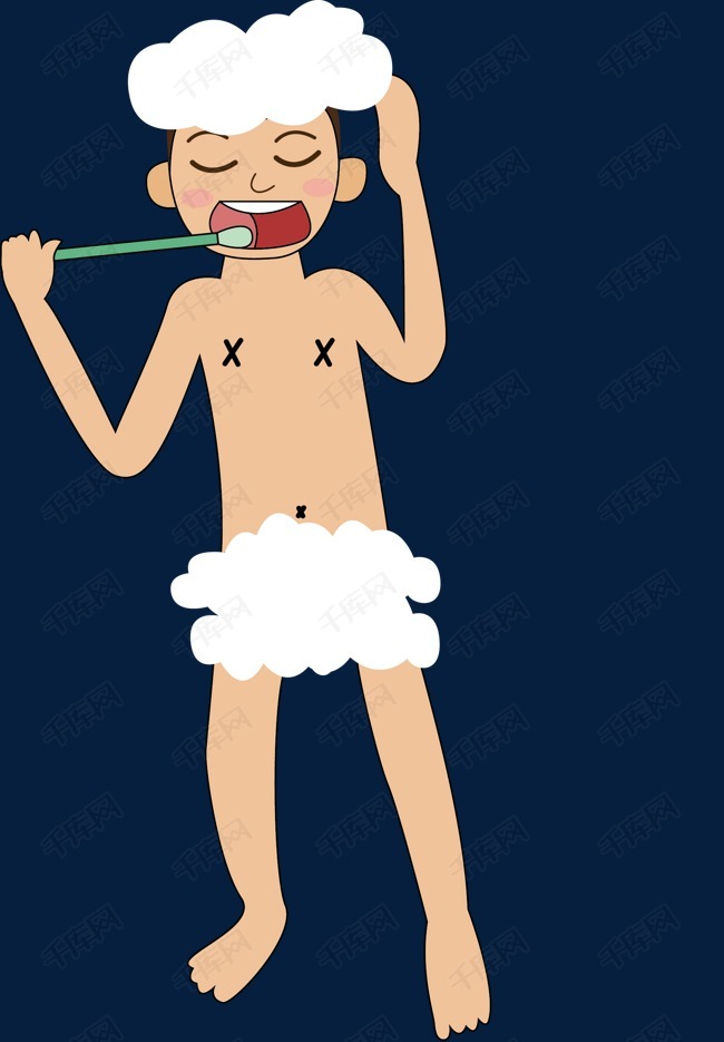 洗澡的男孩png免抠素材