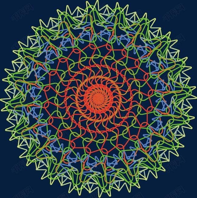 几何曲线唯美彩色图案元素