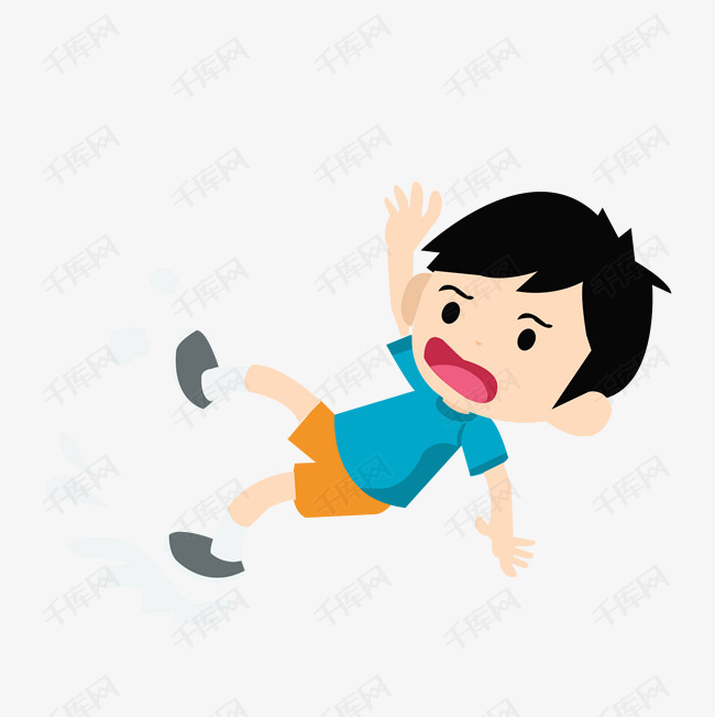 小心摔跤卡通设计元素素材图片免费下载_高清