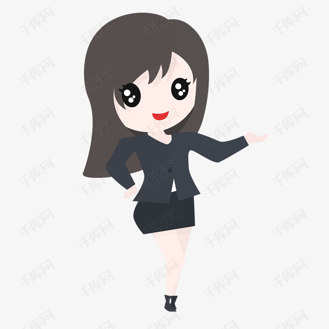 介绍东西的卡通女孩